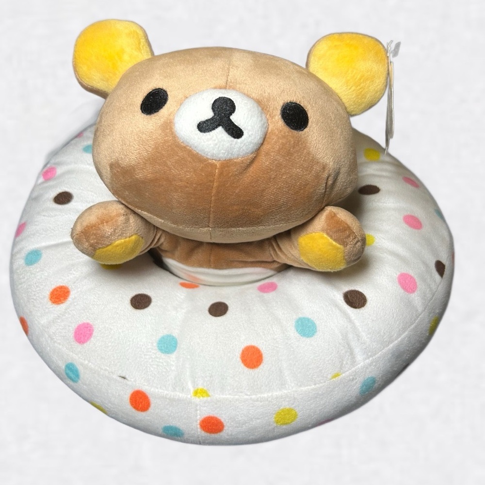 San-X Rilakkuma Bear Vanilla Donut Plush NWT! 16”